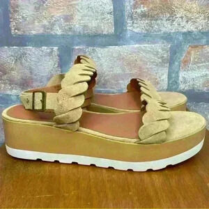 LUCKY BRAND
Womens Leather Vellenora Braided Slip On Platform Sandals Wedges